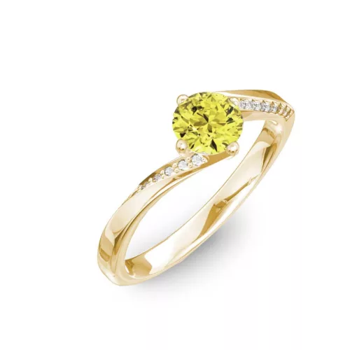 Ékszerpalota eljegyzési gyűrű 0,7ct sárga gyémánttal BRK314 sárga arany 