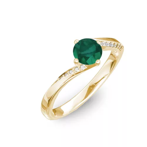 Ékszerpalota eljegyzési gyűrű 0,7ct smaragddal BRK314 sárga arany 
