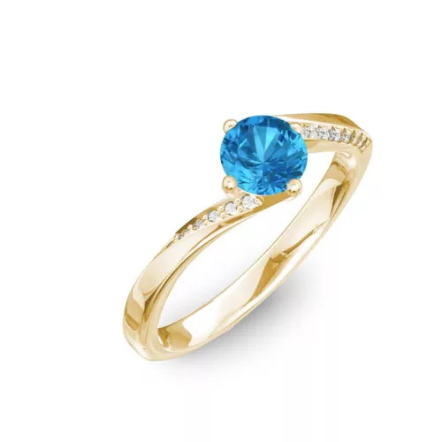 Ékszerpalota eljegyzési gyűrű 0,7ct kék topázzal BRK314 sárga arany 