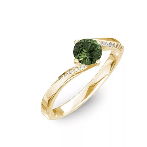 Ékszerpalota eljegyzési gyűrű 0,7ct zöld zafírral BRK314 sárga arany 