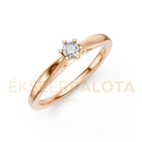 Ékszerpalota eljegyzési gyűrű 0,1ct gyémánttal BRK601 rozé arany