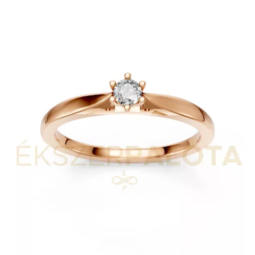 Ékszerpalota eljegyzési gyűrű 0,1ct gyémánttal BRK601 rozé arany