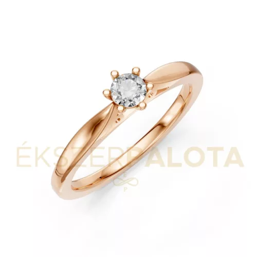 Ékszerpalota eljegyzési gyűrű 0,17ct G/VS gyémánttal BRK601 rozé arany