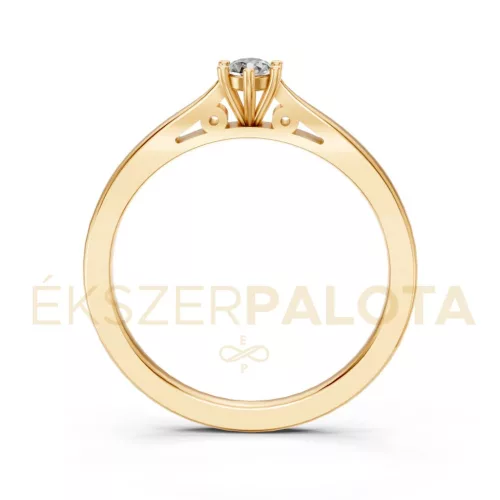 Ékszerpalota eljegyzési gyűrű 0,1ct G/VS gyémánttal BRK601 sárga arany