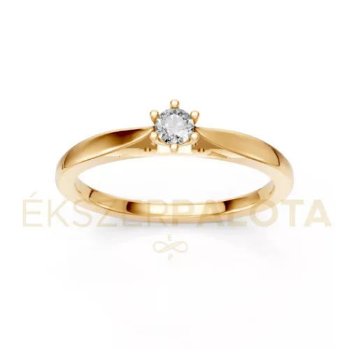 Ékszerpalota eljegyzési gyűrű 0,1ct gyémánttal BRK601 sárga arany