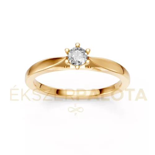 Ékszerpalota eljegyzési gyűrű 0,2ct G/VS gyémánttal BRK601 sárga arany