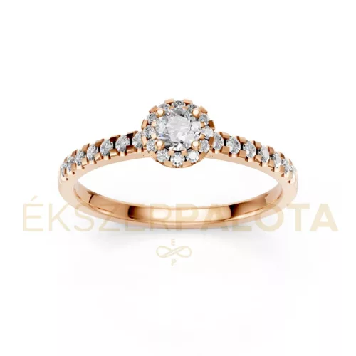 Ékszerpalota eljegyzési gyűrű 0,17Ct gyémánttal BRK605 rozé arany