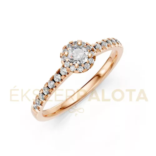 Ékszerpalota eljegyzési gyűrű 0,17Ct G/VS gyémánttal BRK605 rozé arany