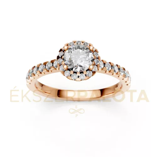 Ékszerpalota eljegyzési gyűrű 0,5Ct G/VS gyémánttal BRK605 rozé arany