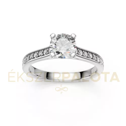 Ékszerpalota eljegyzési gyűrű 0,8ct gyémánttal BRK609 fehér arany