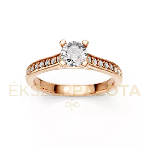 Ékszerpalota eljegyzési gyűrű 0,5ct G/VS gyémánttal BRK609 rozé arany