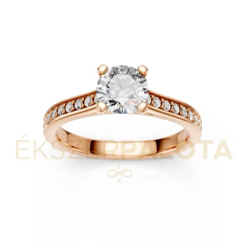 Ékszerpalota eljegyzési gyűrű 0,8ct gyémánttal BRK609 rozé arany