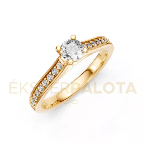 Ékszerpalota eljegyzési gyűrű 0,3ct G/VS gyémánttal BRK609 sárga arany