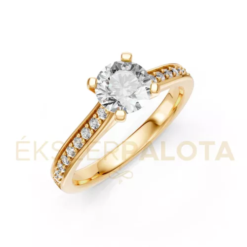 Ékszerpalota eljegyzési gyűrű 0,8ct H/SI gyémánttal BRK609 sárga arany