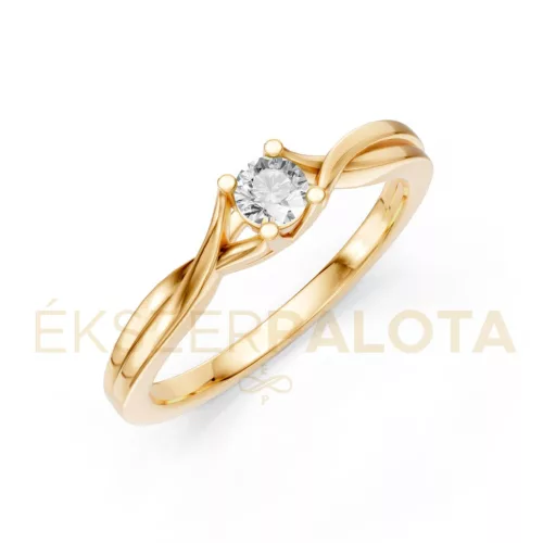 Ékszerpalota eljegyzési gyűrű 0,17ct gyémánttal BRK615 sárga arany