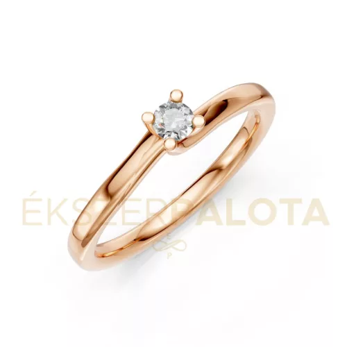 Ékszerpalota eljegyzési gyűrű 0,1ct G/VS gyémánttal BRK621 rozé arany