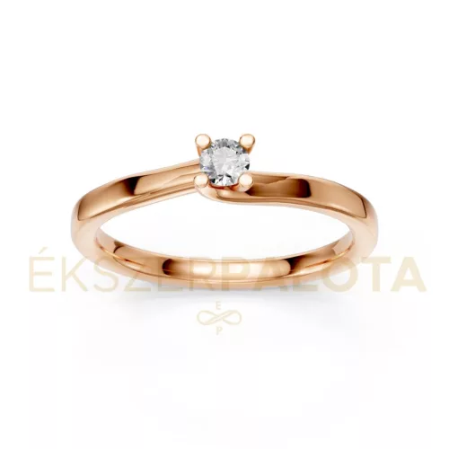 Ékszerpalota eljegyzési gyűrű 0,1ct G/VS gyémánttal BRK621 rozé arany