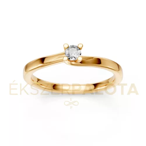 Ékszerpalota eljegyzési gyűrű 0,1ct gyémánttal BRK621 sárga arany