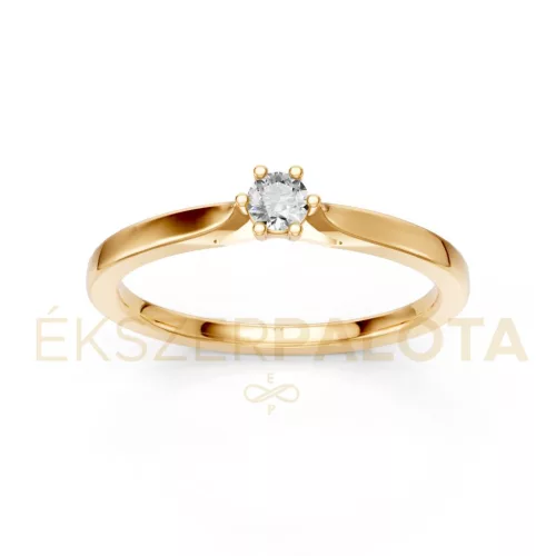Ékszerpalota eljegyzési gyűrű 0,1ct G/VS gyémánttal BRK649 sárga arany