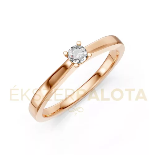 Ékszerpalota eljegyzési gyűrű 0,1ct gyémánttal BRK650 rozé arany