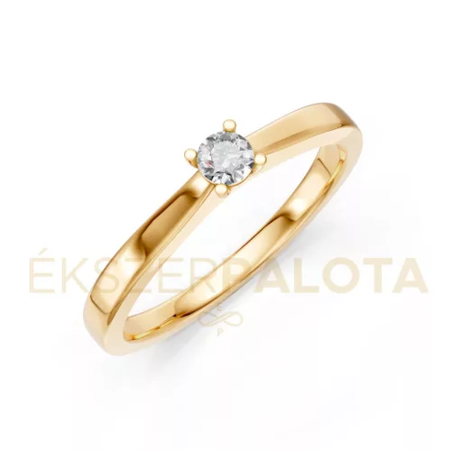 Ékszerpalota eljegyzési gyűrű 0,1ct gyémánttal BRK650 sárga arany