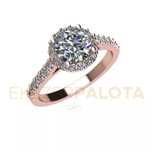 Ékszerpalota eljegyzési gyűrű 0.8ct gyémánttal BRK651 rozé arany