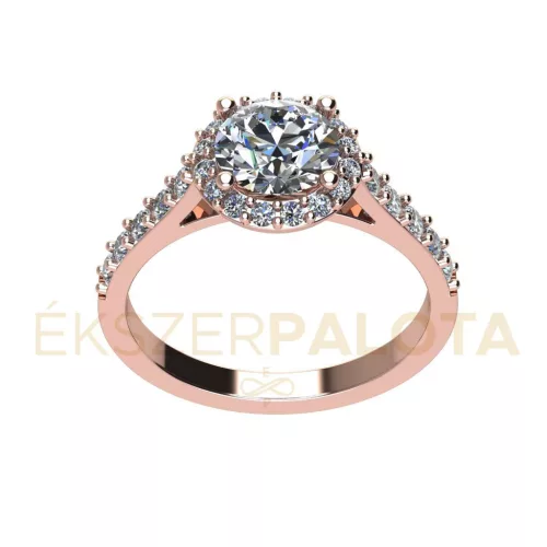 Ékszerpalota eljegyzési gyűrű 0.8ct gyémánttal BRK651 rozé arany