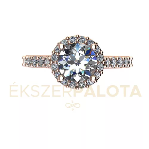 Ékszerpalota eljegyzési gyűrű 0.8ct gyémánttal BRK651 rozé arany