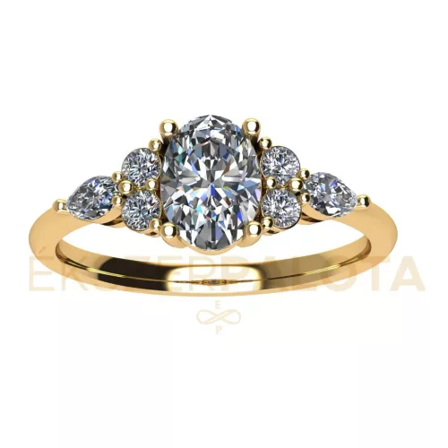 Ékszerpalota eljegyzési gyűrű 0,7ct H/VS gyémánttal BRK661 sárga arany 