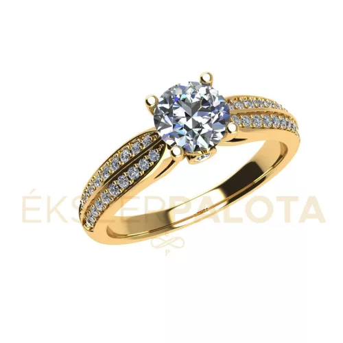 Ékszerpalota eljegyzési gyűrű 0,8ct G/VS gyémánttal BRK663 sárga arany 