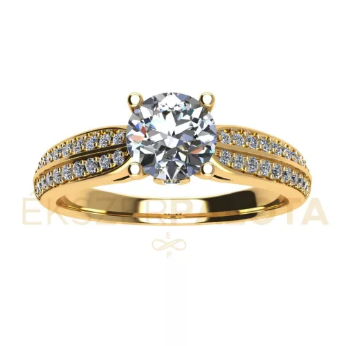Ékszerpalota eljegyzési gyűrű 0,8ct G/VS gyémánttal BRK663 sárga arany 