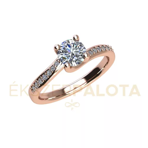 Ékszerpalota eljegyzési gyűrű 0,7ct gyémánttal BRK666 rozé arany 