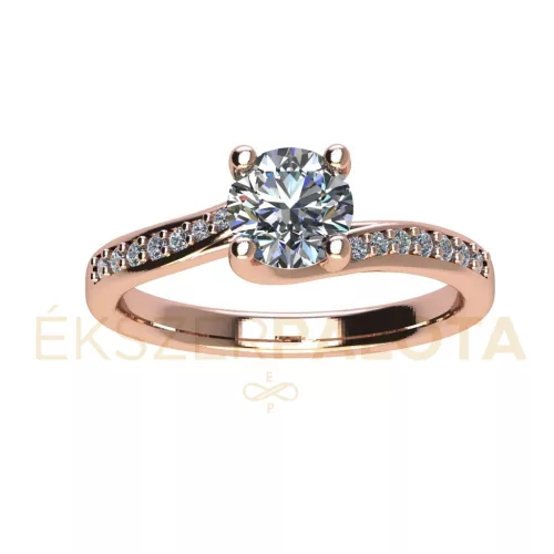 Ékszerpalota eljegyzési gyűrű 0,7ct gyémánttal BRK666 rozé arany 