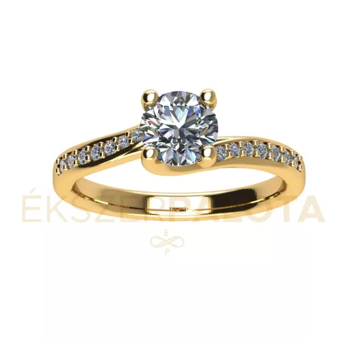 Ékszerpalota eljegyzési gyűrű 0,7ct gyémánttal BRK666 sárga arany 