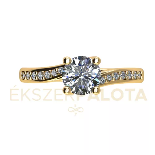 Ékszerpalota eljegyzési gyűrű 0,7ct gyémánttal BRK666 sárga arany 