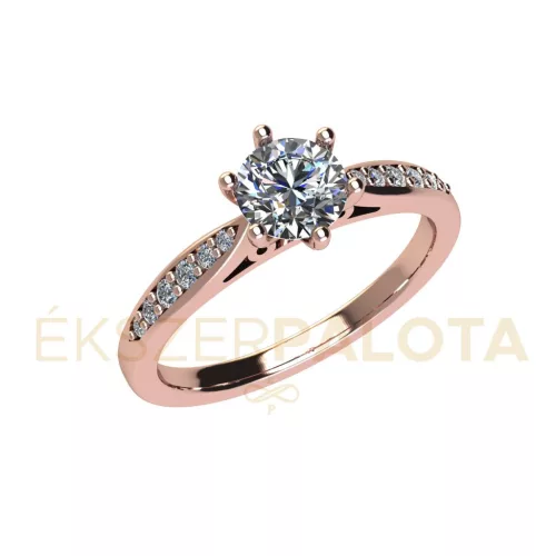 Ékszerpalota eljegyzési gyűrű 0,7ct H/SI gyémánttal BRK667 rozé arany 