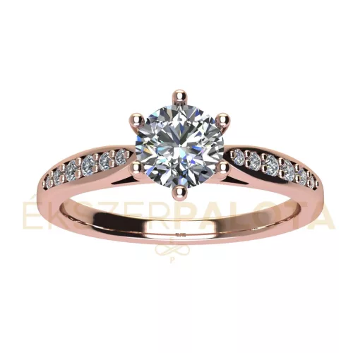 Ékszerpalota eljegyzési gyűrű 0,7ct gyémánttal BRK667 rozé arany 