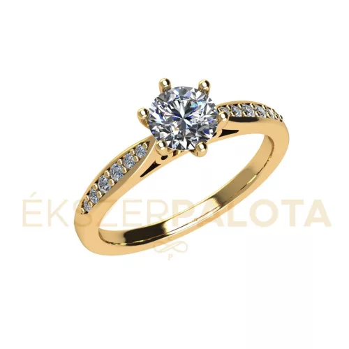 Ékszerpalota eljegyzési gyűrű 0,7ct H/SI gyémánttal BRK667 sárga arany 