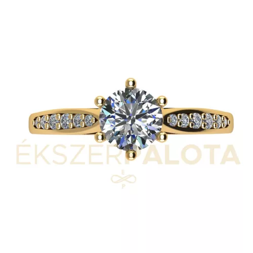 Ékszerpalota eljegyzési gyűrű 0,7ct H/SI gyémánttal BRK667 sárga arany 