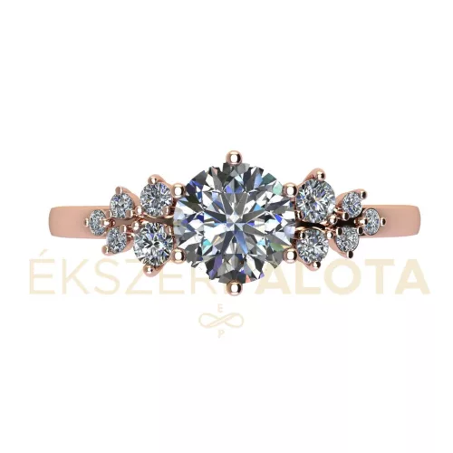 Ékszerpalota eljegyzési gyűrű 0,8ct H/VS gyémánttal BRK677 rozé arany 