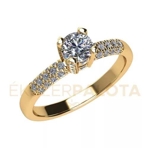 Ékszerpalota eljegyzési gyűrű 0,4ct G/VS gyémánttal BRK678 sárga arany 