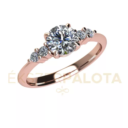 Ékszerpalota eljegyzési gyűrű 0,8ct gyémánttal BRK680 rozé arany 