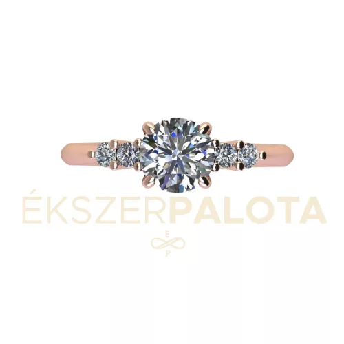 Ékszerpalota eljegyzési gyűrű 0,8ct gyémánttal BRK680 rozé arany 