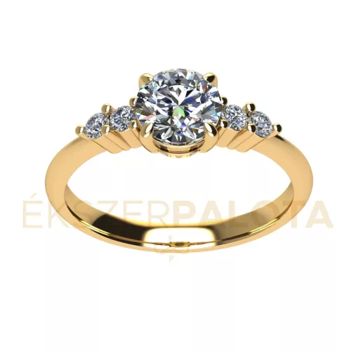 Ékszerpalota eljegyzési gyűrű 0,8ct G/VS gyémánttal BRK680 sárga arany 