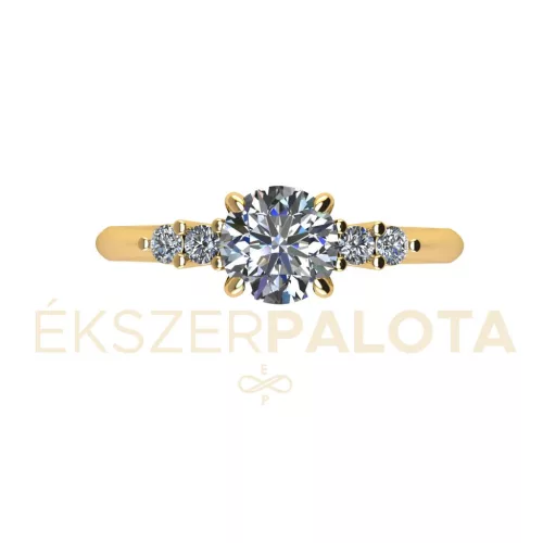 Ékszerpalota eljegyzési gyűrű 0,8ct G/VS gyémánttal BRK680 sárga arany 