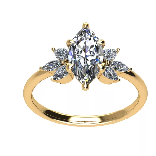 Ékszerpalota eljegyzési gyűrű 0.9ct G/VS1 gyémánttal BRK696 sárga arany