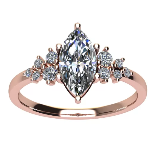 Ékszerpalota eljegyzési gyűrű 0.9ct G/VS1 gyémánttal BRK707 rozé arany