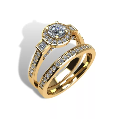 Ékszerpalota eljegyzési gyűrű szett 0.5ct H/SI gyémánttal EMB 001 sárga arany 