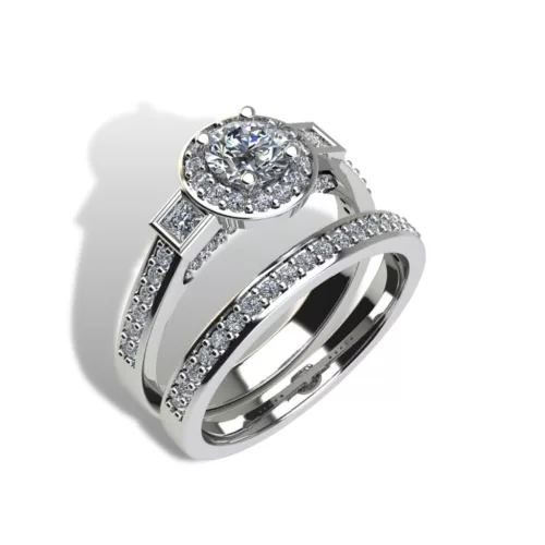 Ékszerpalota eljegyzési gyűrű szett 0.5ct G/VS gyémánttal EMB 001 platina 