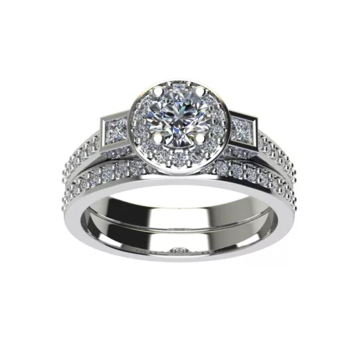 Ékszerpalota eljegyzési gyűrű szett 0.5ct G/VS gyémánttal EMB 001 platina 